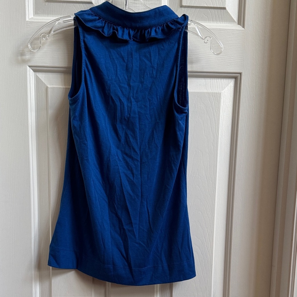 Source Unknown Navy Ruffle V-Neck Blouse - Picture 5 of 6